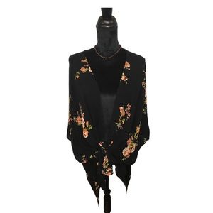 Free To Fly Black Floral Shawl
